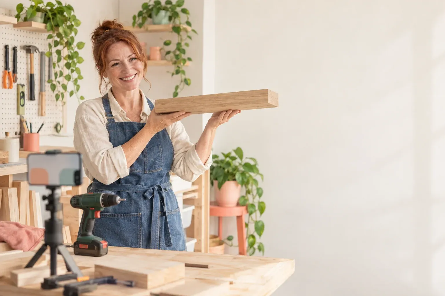 יוצרת DIY מחזיקה מדף צף שבנתה